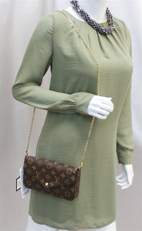 louis vuitton felicie pochette monogram brown canvas cross body bag|louis vuitton pochette with chain.